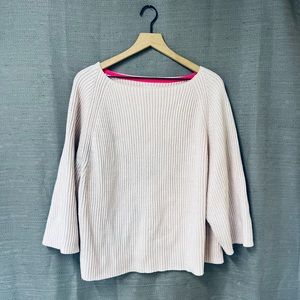 Lou & Grey Oversized Light Pink Knit 3/4 Length Sleeve Boxy Sweater Size Medium